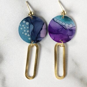 The Odette - Giverny // Ready to Ship, Statement Earring, Lightweight Earring, Brass Jewelry, Modern Contemporary, Orange Earrings, Dangle