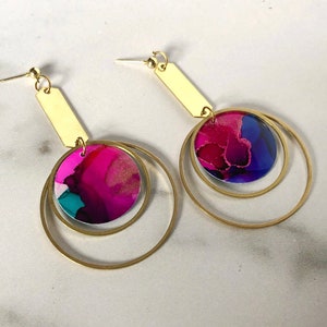 The Arden - Gatsby // Ready to Ship, Statement Earring, Lightweight Earring, Brass Jewelry, Modern Contemporary Jewelry, Colorful Earrings