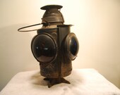 Handlan of St. Louis, Marked New York, New Haven and Hartford Railroad Switch Lamp, Adlake Signal Lamps, steampunk