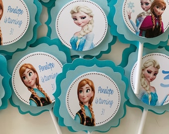 Toppers Frozen Cupcake, Decoraciones Frozen Birthday Party, Toppers Personalizados Frozen cupcake, Fiesta temática Frozen, Elsa cupcake toppers
