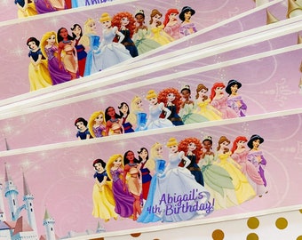 Etiquetas de botella de agua de la princesa, decoraciones de la fiesta de cumpleaños de la princesa, envoltorios de botellas de agua de la princesa, etiquetas personalizadas de la fiesta de la princesa