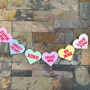 Conversation Hearts Banner Valentines Day Party Decor Hearts Garland Valentines Day Conversation Candy Hearts Banner Valentines Day Decor