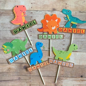 Dinosaur Cupcake Toppers, Dinosaur Party Decorations, Personalized Dinosaur cupcake toppers, Dinosaur theme party, Dinosaur Birthday party