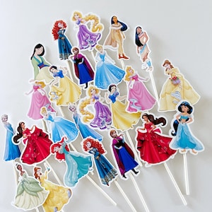 Princess Cupcake toppers, Princess Birthday Party Decorations, Princesses toppers, Princess theme party, Princess party food picks image 1