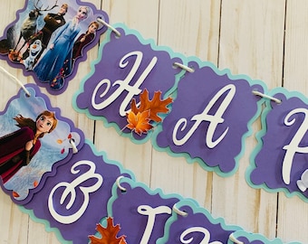 Gefrorene Happy Birthday Girlande, Gefrorene Geburtstagsparty Dekorationen, Gefrorene 2 Geburtstagsbanner, Gefrorene Elsa und Ana Geburtstagsbanner, Gefrorenes Thema