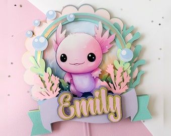 Axolotl Cake Topper, Axolotl Party Decorations, Axolotl Theme Party, Cute Ocean Animals Party, Axolotl Birthday Party,Salamander Cake Topper