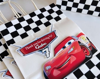 Cars birthday party favor bags, Lightning McQueen Party theme, Cars Lightning Mcqueen personalized favor bags, Cars party decorations