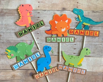 Dinosaur Cupcake Toppers, Dinosaur Party Decorations, Personalized Dinosaur cupcake toppers, Dinosaur theme party, Dinosaur Birthday party