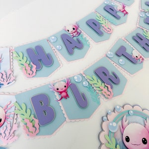 Axolotl Happy Birthday Banner, Axolotl Party Decorations, Cute Ocean Axolotl Theme Party Banner, Axolotl Banner, Ocean Creature Banner