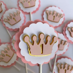 Princess Crown Cupcake Toppers, Princess theme party decorations, Crown birthday toppers, Royal party cupcake toppers, personalized toppers