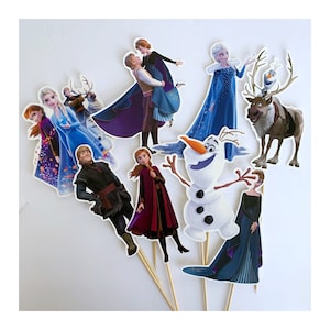 Frozen 2 Party Centerpieces, Frozen Party decorations, Elsa and Anna party die cuts, Frozen theme party, Frozen toppers, Frozen Centerpiece image 1