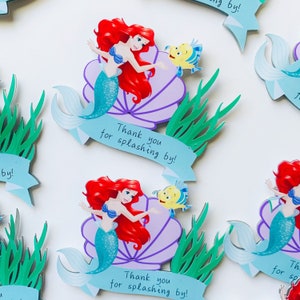 Little Mermaid Thank You tags, Little Mermaid party favor tags, Ariel Mermaid party decorations, Mermaid theme party, Ariel favor tags
