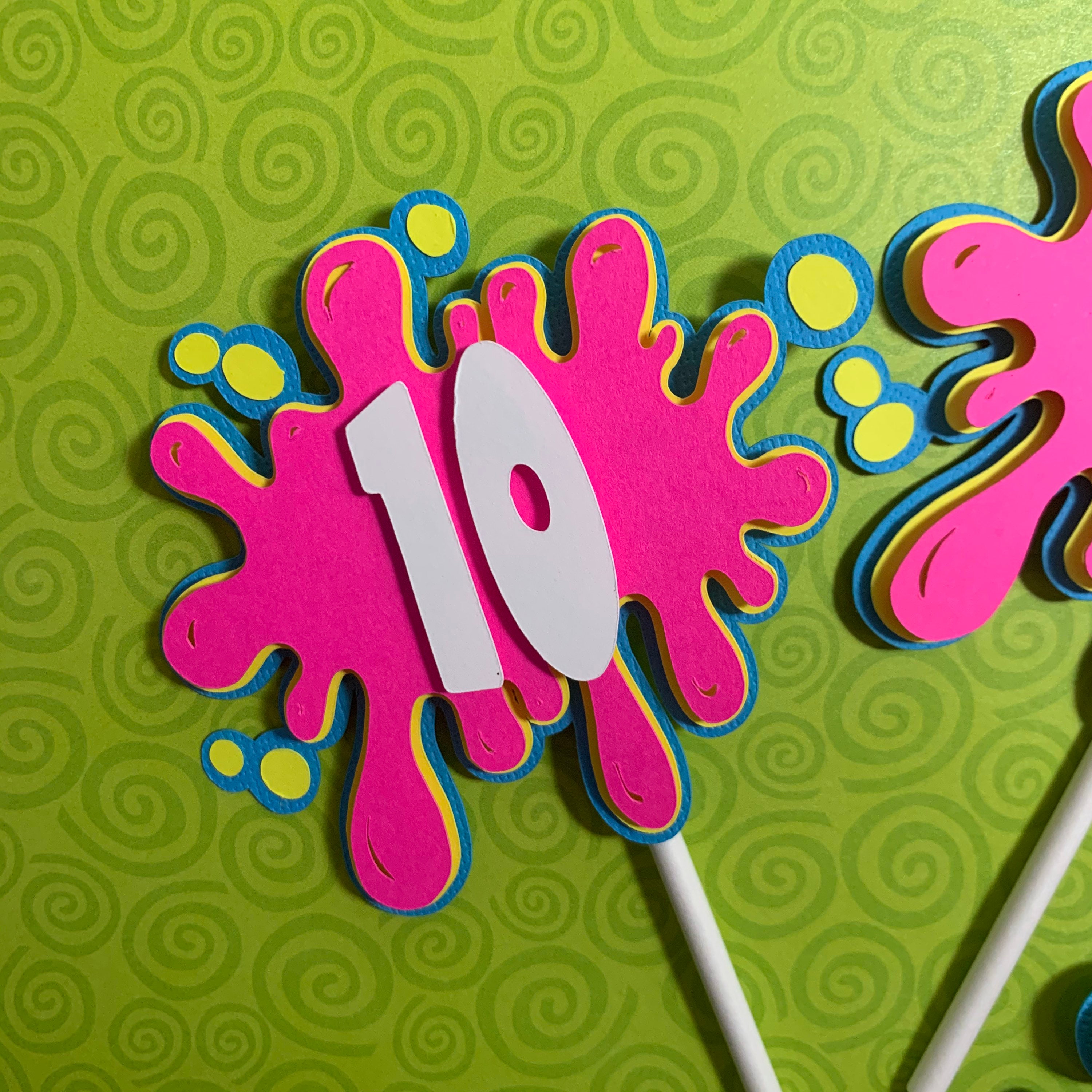 Topper Slime Slime Party Cupcake Toppers, Slime Birthday Party Decorations ...