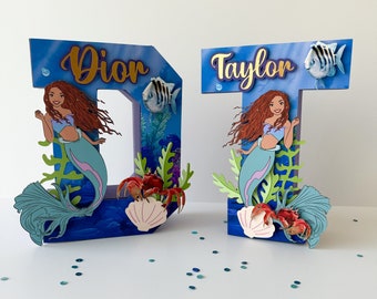 Little Mermaid 3D Letter New Little Mermaid Birthday Party Decorations New Mermaid Theme Party Ariel Mermaid Party Decor Custom 3d Letter
