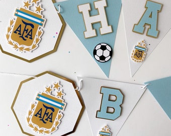 Fotboll Argentina Grattis på födelsedagen banderoll, Fotbollsbanderoll, Sport Fotboll Argentina Fest, Fotbollstemafest, Fotbollsfödelsedagsfestdekorationer