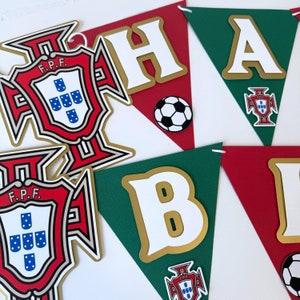 Fußball Portugal Happy Birthday Banner, Fußball Banner, Sport Fußball Portugal Party, Fußball Thema Party, Fußball-Geburtstags-Partydekorationen