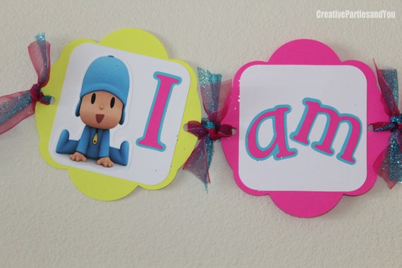 Pocoyo High Chair Banner -- Boy or Girl - Different colors / I am 1 Pocoyo Il_570xn