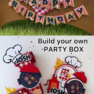 Happy Birthday Kuchendekoration BBQ/Grill-Thema – Perfekt Für Geburtstagsparty & Sommerfeste (2-seitig Glitzernd)