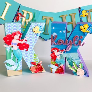 Little Mermaid 3D Letter, Little Mermaid birthday party decorations, custom 3d letter, Mermaid theme party, Ariel Mermaid party decor,