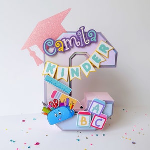 Kinder Graduation 3D Letter Kindergarten Grad Formatura Decorações para Festa Kinder Grad Personalizado 3d Letter Formatura 2025 Festa Temática Classe de 2025
