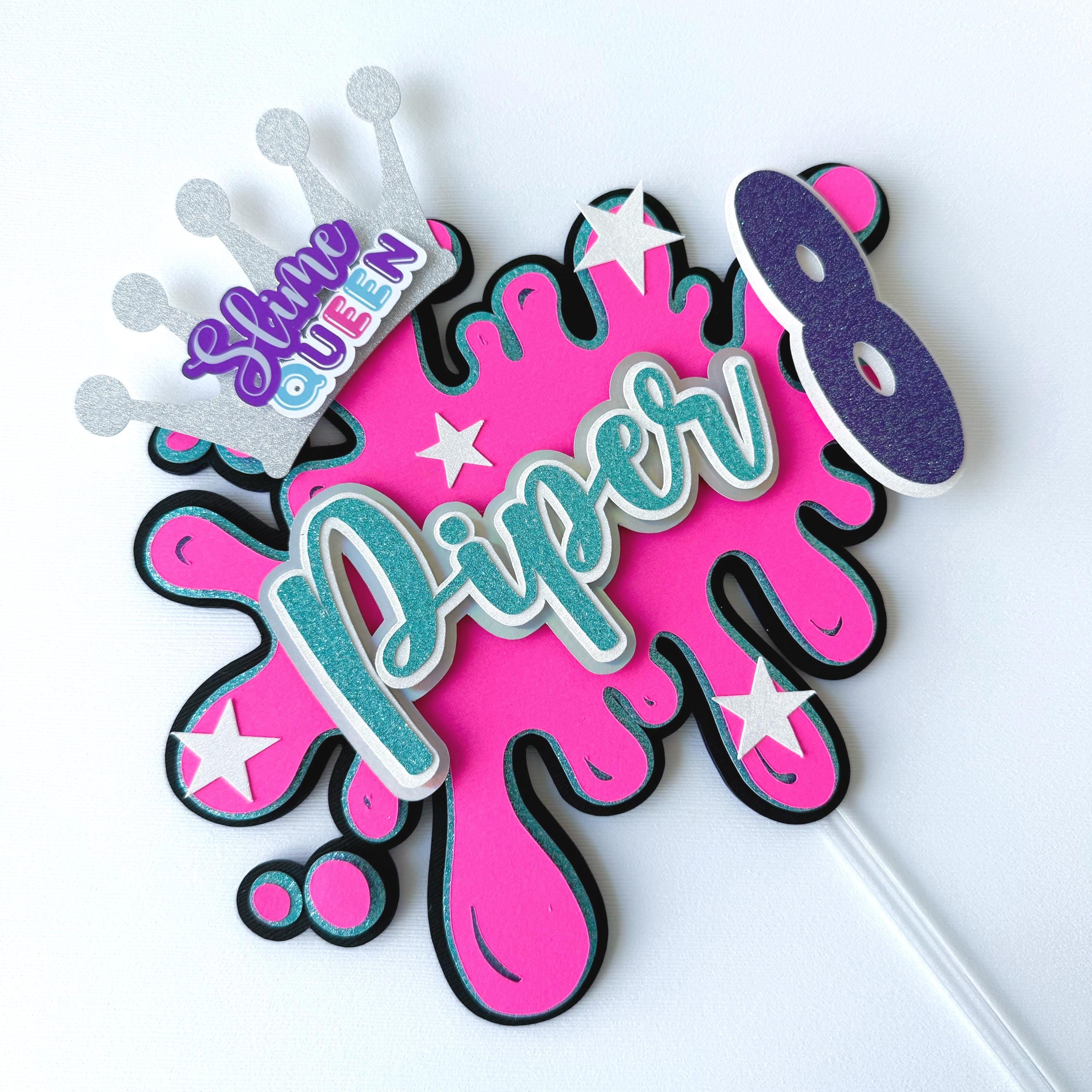 Topper Slime Slime Neon Party Cake Topper Slime Theme Party Decorations Slime ...