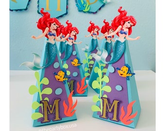 Little Mermaid Favor Box, Little Mermaid theme Party decorations, Ariel little mermaid inspired candy box, under the sea party decorations