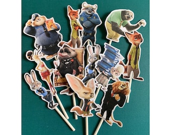 Adornos para cupcakes de Zootopia, decoraciones para fiestas de cumpleaños de Zootopia, adornos para fiestas de cumpleaños de Zootopia, decoración para fiestas temáticas de Zootopia,