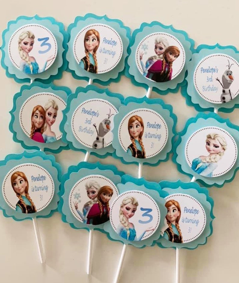 Frozen Cupcake Toppers Frozen Birthday Party Decorations Etsy