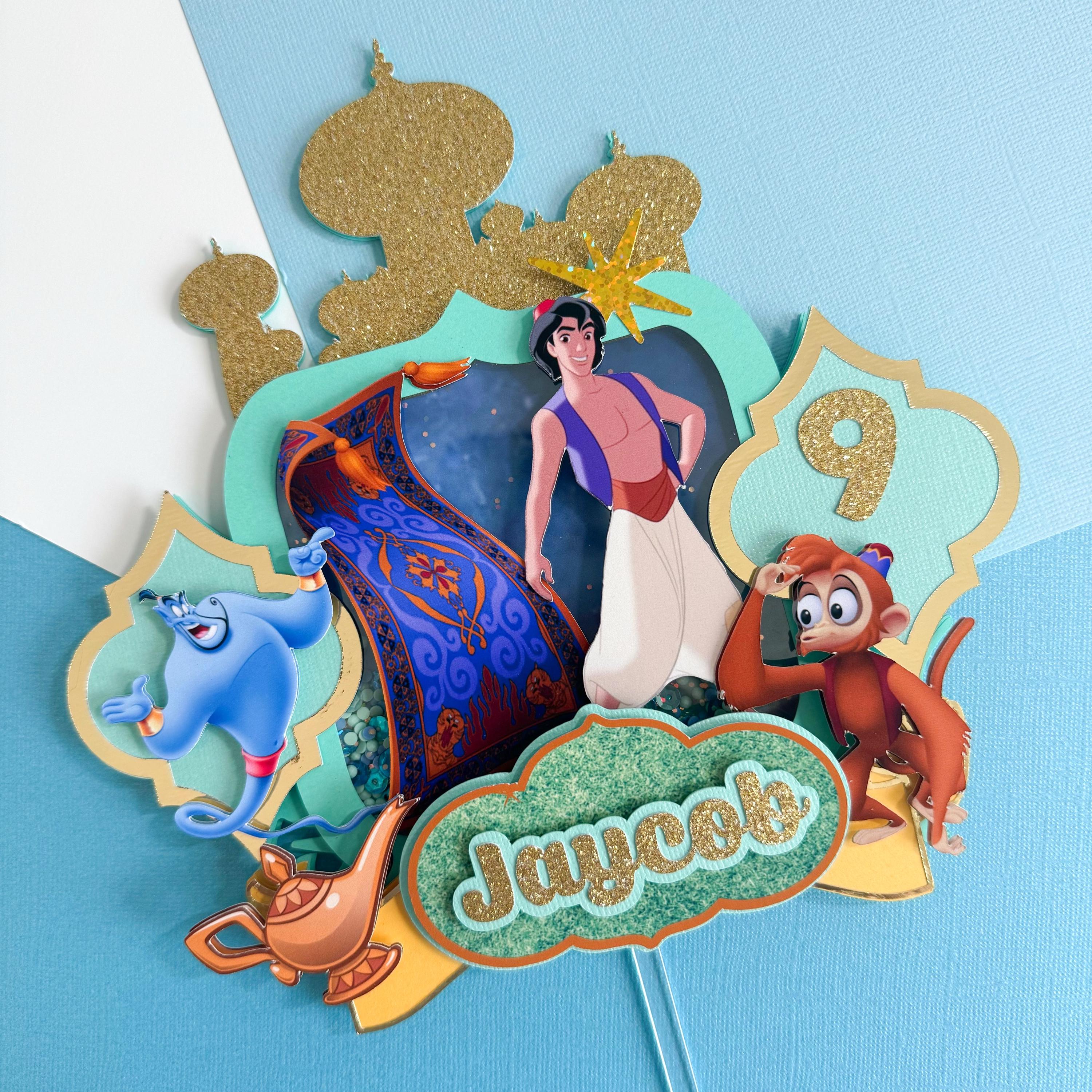 Aladdin Cake Topper Aladdin Birthday Party Decorations Genie Personalized Cake Topper Aladdin Theme Party for Boys Aladdin and Genie Topper