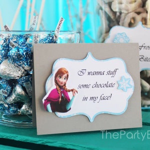 Frozen Party food tenten, Frozen party food etiketten, Frozen feestdecoraties, Frozen themafeest, Frozen tafeltenten, Frozen food kaarten
