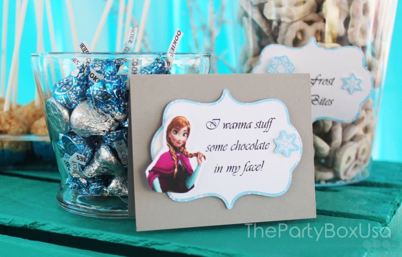 Frozen Party food tents, Frozen party food labels, Frozen party decorations, Frozen theme party, Frozen table tents, Frozen food cards image 1