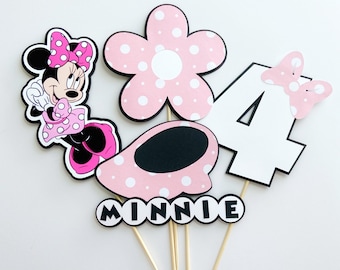 Centro de mesa para festa da Minnie Mouse Decorações para festa temática da Minnie Mouse Recortes para festa da Minnie Mouse Toppers para festa da Minnie Aniversário da Minnie