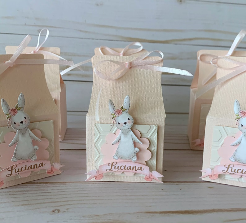 Bunny Favor Boxes, Easter Bunny Candy Box, Bunny Birthday Party Decorations, Cute Bunny Favor Boxes, Personalized Favor Box, Easter Party image 2