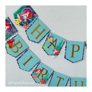 Little Mermaid Birthday Banner, Little Mermaid Birthday Party decorations, Ariel Little mermaid birthday banner, under the sea party