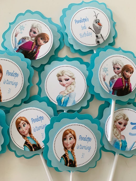 Frozen Cupcake Toppers, Frozen Birthday Party decorations, Personalized Frozen cupcake toppers