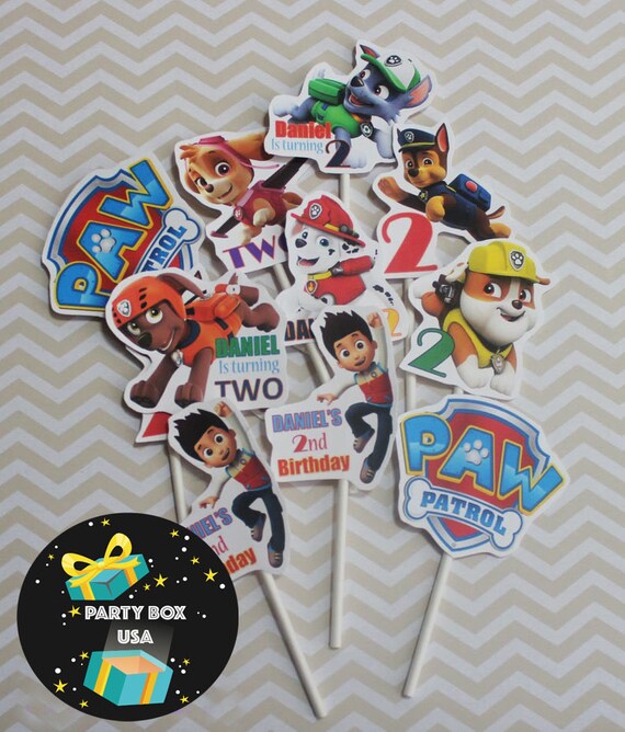 Paw Patrol Cupcake Toppers, paw patrol party, Chase Zuma Rubble Skye Rocky Ryder, any character, paw patrol cake topper, Set of 12 Il_570xn