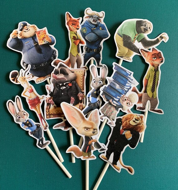 Zootopia Cupcake Toppers, zootopia party toppers, zootopia birthday party toppers, zootopia party decor, Set of 12 Il_570xn