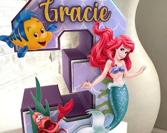 Little Mermaid 3D Number Ariel Mermaid Party Decor Little Mermaid Theme Birthday Party Decorations Mermaid Theme Custom 3D Letter or Number