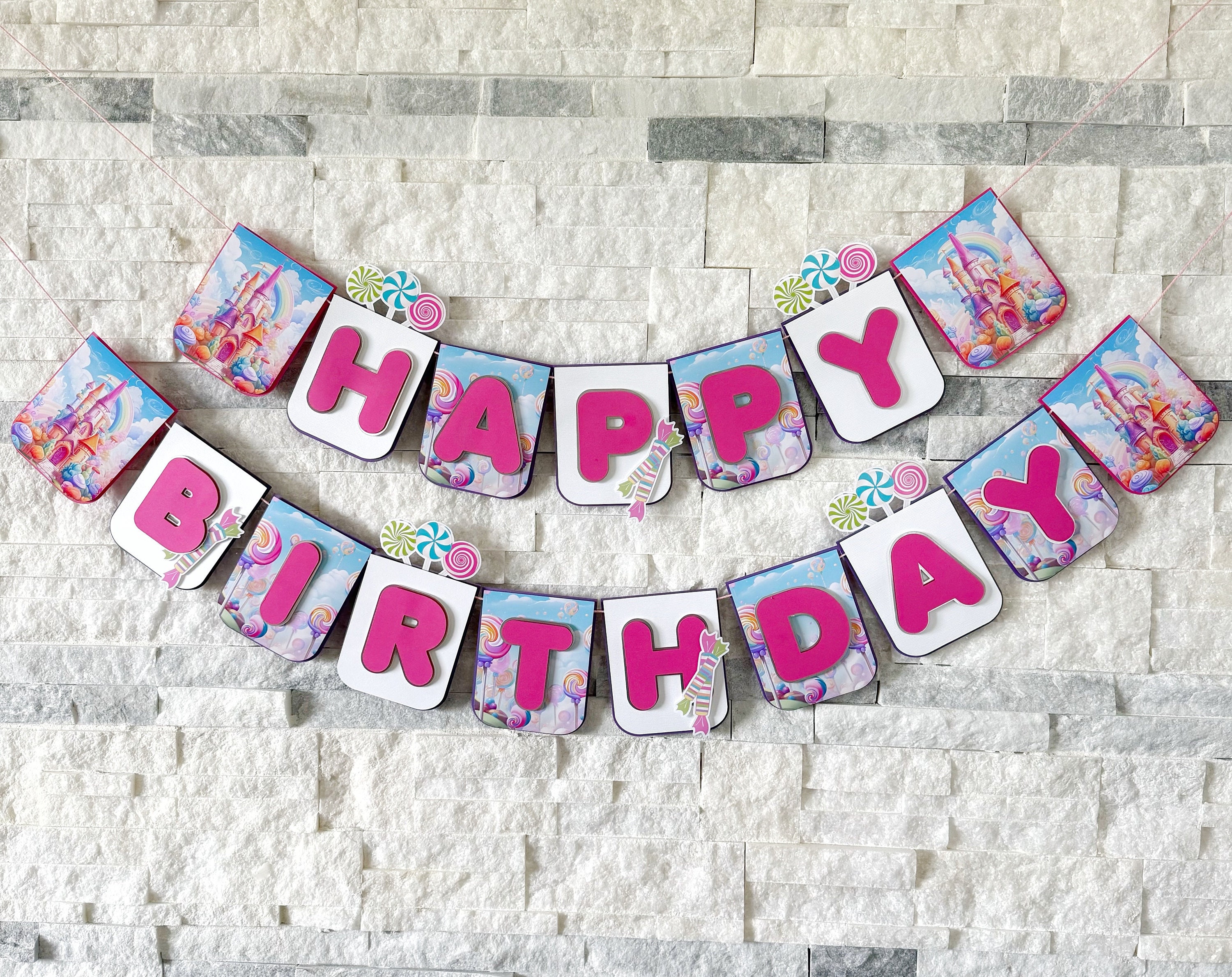 Candyland Happy Birthday Banner 