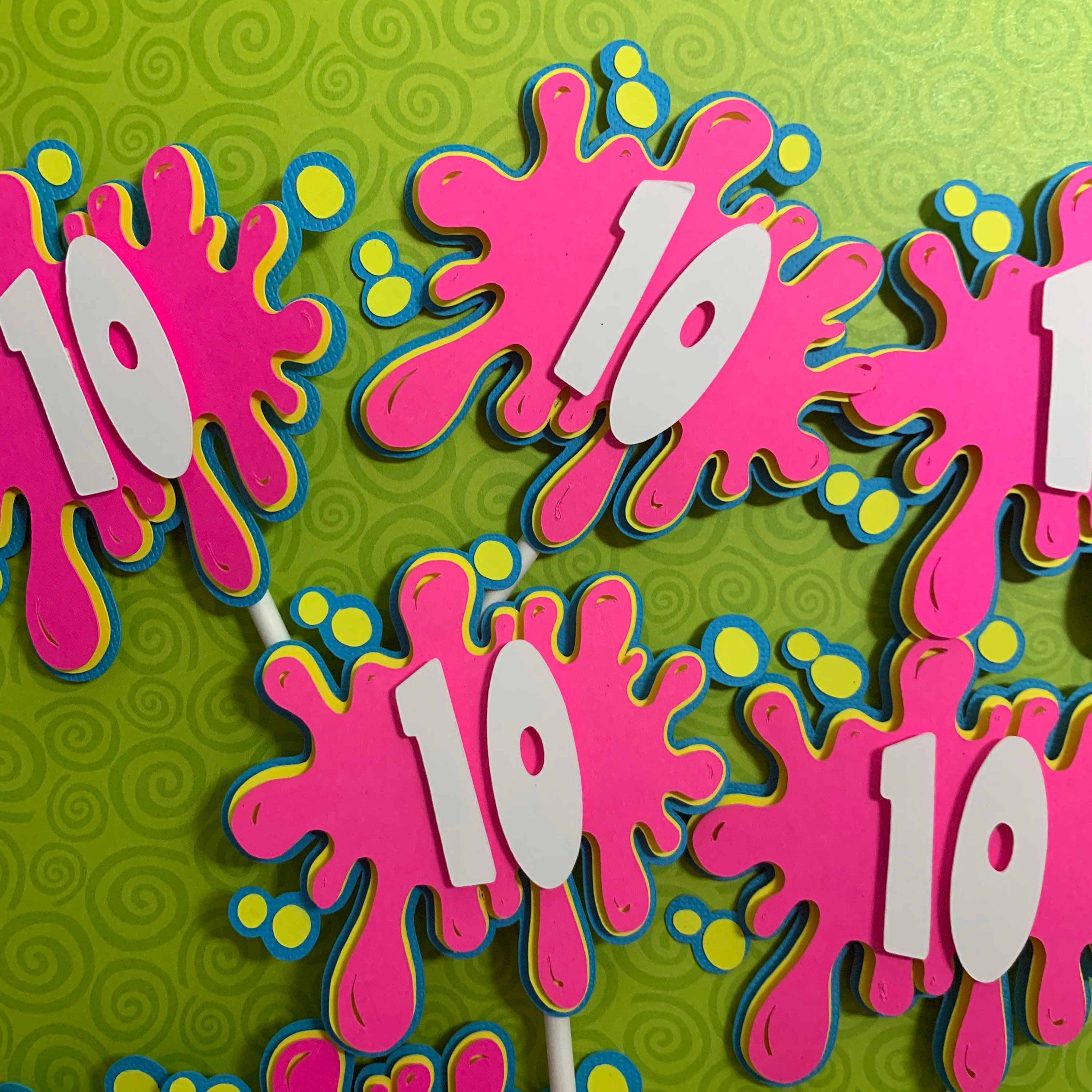 Topper Slime Slime Party Cupcake Toppers, Slime Birthday Party Decorations ...