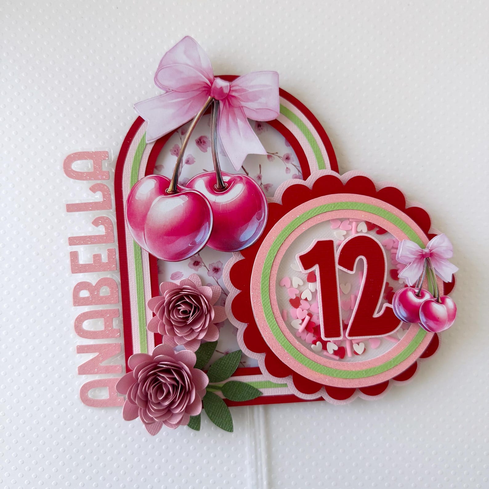 Cherry Cake Topper Cherry Theme Party Decorations Cherry Floral ...