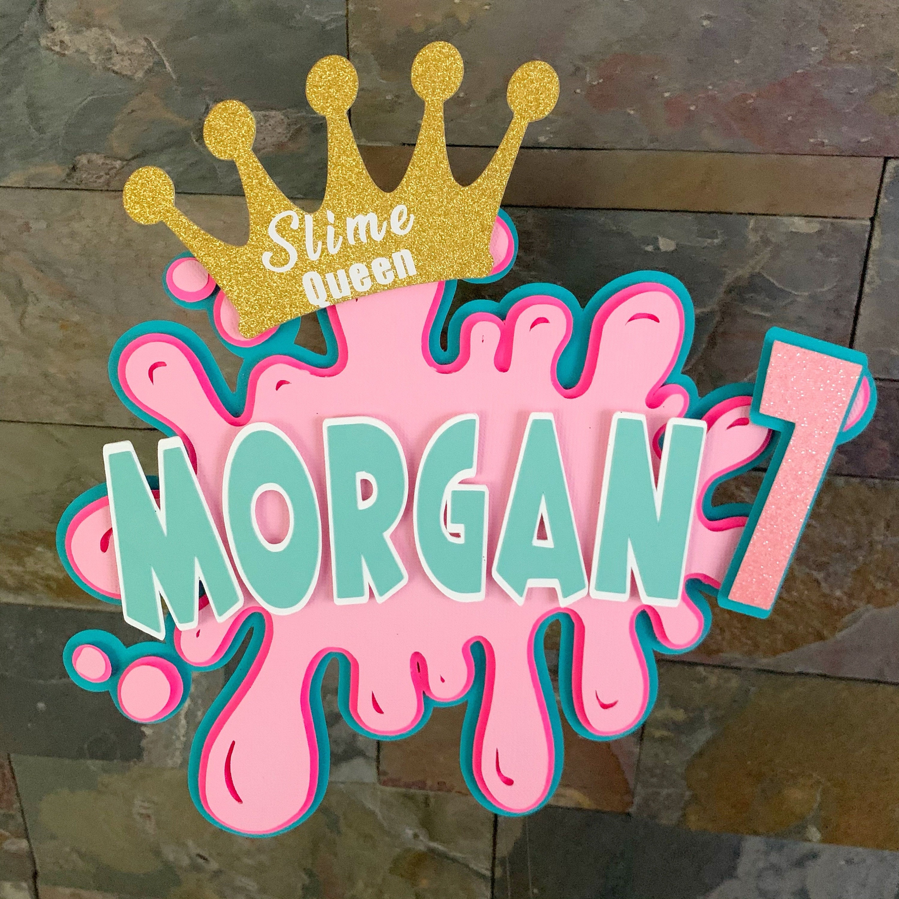 Topper Slime Slime Cake Topper Slimetheme Party Decorations Slime Personalized ...