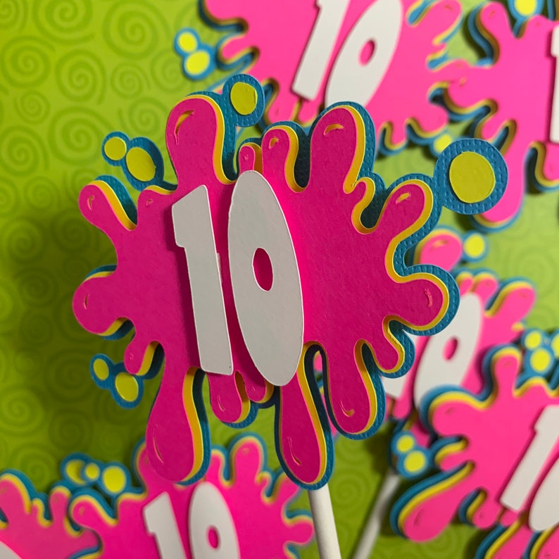 Topper Slime Slime Party Cupcake Toppers, Slime Birthday Party Decorations ...