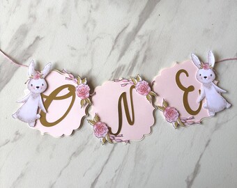 Some Bunny is One High Chair Banner Bunny Theme Easter Decorations Party Banner One Birthday Decor