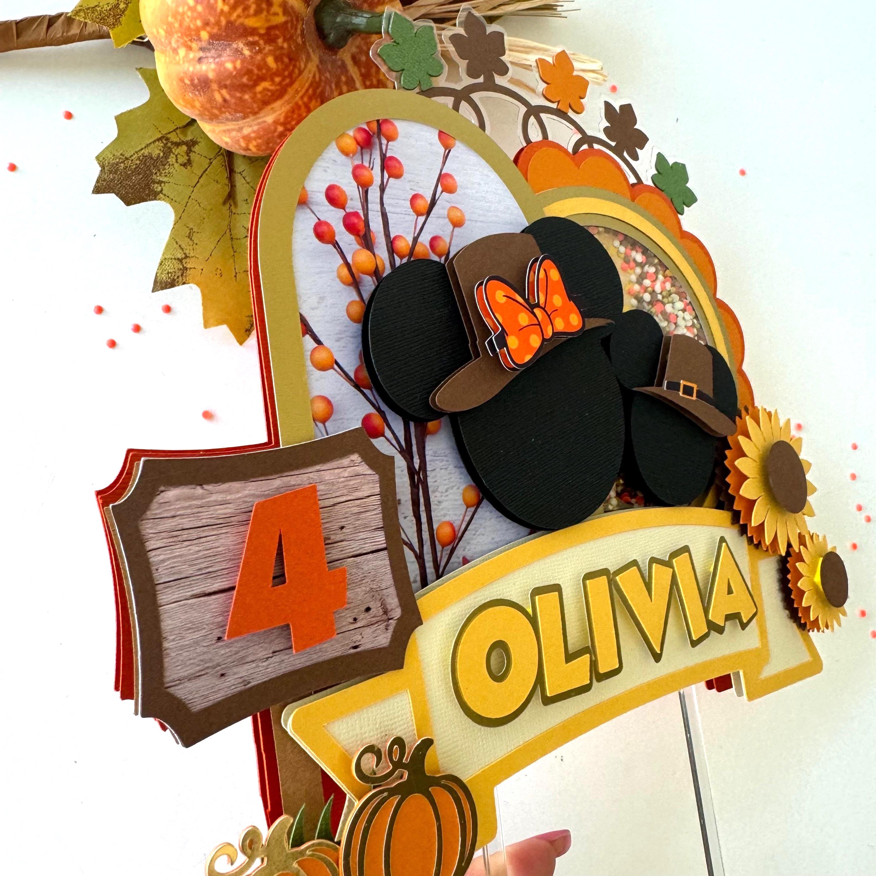 Mickey Mouse Fall Cake Topper, Thanksgiving Theme Party Decorations