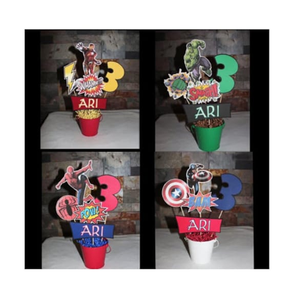 Avengers Centerpieces Personalized Superheroes Party Centerpieces