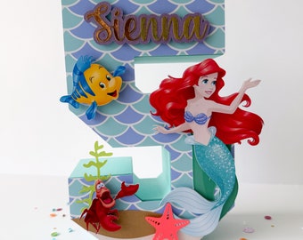 Little Mermaid 3D Letter or Number Little Mermaid Party Decorations Mermaid Theme custom 3D Letter Ariel Mermaid Birthday Table Decor