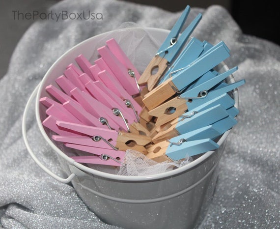 Gender Reveal pink and blue clothespins, Wear your Guess, gender reveal party, baby shower, Set of 24 pink and blue clothespins, reveal Game Il_570xn