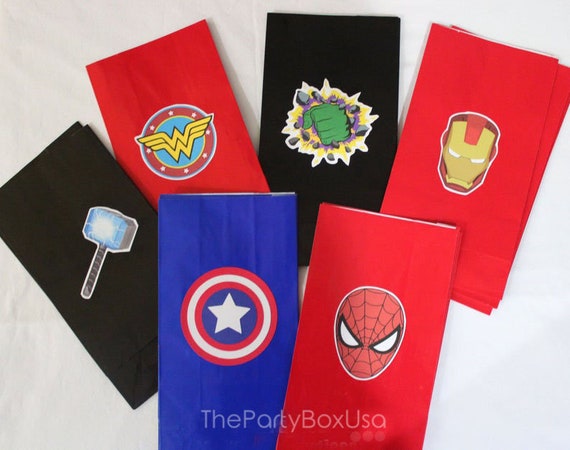 Avengers favor bags, Superheroes favor bags, Avengers birthday party, Avengers treat bags, Avengers party decorations, superheroes favors Il_570xn