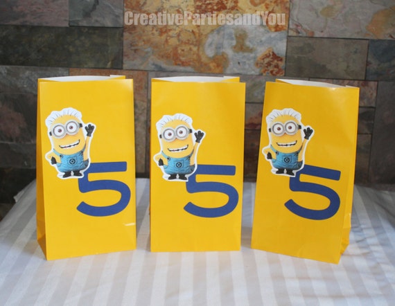 Minions Party Favor Bags, Despicable Me, Treat Bags, Minions Party, Minions Gift, Set of 12 Il_570xn